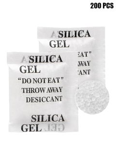 Buy 200PCS 1 Gram Premium Silica Gel Packets, Desiccant Packs for Storage, Moisture Absorbers, Humidity Dry Bags, Rechargeable Transparent Silicone Dessicants Dehumidifier for Electronics, Shoes, Jewelry in UAE