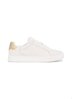 Buy Women's Leather Metallic Heel Trainers, White - Leather in Saudi Arabia