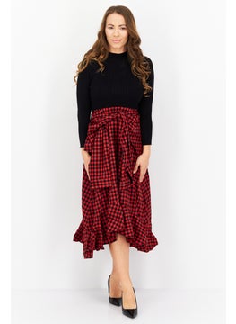 Buy Women Checkered Midi Dress, Black Combo in Saudi Arabia