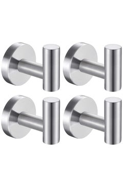 Buy Wall Towel Hooks Coat Hook Bathroom Robe 304 Stainless Steel Heavy Duty Door Hanger Towel Robe Clothes Cabinet Closet Sponges Hook Bathroom Bedroom Kitchen Hotel Pool 4 Packs (Silver) in Saudi Arabia