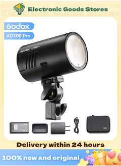 Buy GODOX AD100Pro Pocket Studio Flash Light Photography Light OLED Screen 5800K 1/8000s Sync TTL/Multi/M Flash Built-in 2.4G Wilreless X System 5 Groups 32 Channels with Rechargeable 2600mAh Battery in Saudi Arabia