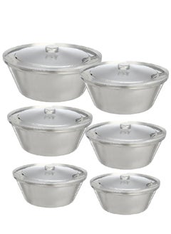 Buy Aluminum Pots Set Consisting of 6 Pots Size 19/20/21/22/23/24 cm in Saudi Arabia