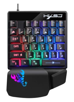 Buy HXSJ V400 One-handed Game Keyboard Wired Keyboard Streaming Color RGB light Ergonomic Hand Rest Keyboard Black in Saudi Arabia