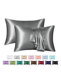 Buy 100% Pure Mulberry Queen Pillowcase 2-Piece Pillow Cases (Dark Grey) in Saudi Arabia