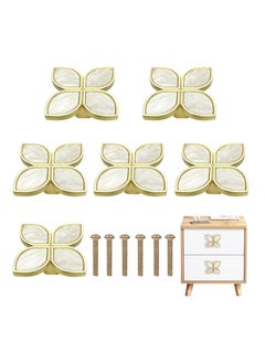 اشتري Knobs Four-Leaf Clover Brass Pulls Handles, Gold Knobs Dresser Knobs Clover Cabinet Handles with Screws for Dresser Drawers Kitchen Cabinet White, 6 pcs في السعودية