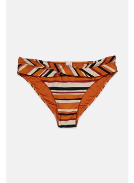 Buy Women Stripe Bikini Bottom, Brown in Saudi Arabia