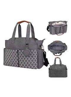 Buy Multi-Function Baby Diaper Tote Bag With Cup Holder, Grey in Saudi Arabia