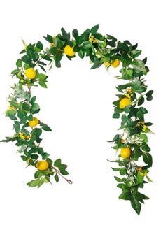 اشتري 6 Ft Artificial Lemon Garland Spring Greenery Garland with Lemons and Flowers Summer Fruit Garland Wreath for Front Door Wall Table Wedding Decor في السعودية