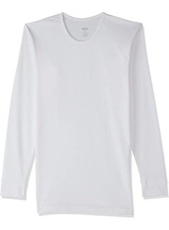 Buy Cool Plain Long Sleeves Round Neck Undershirt for Men - White, L in Egypt
