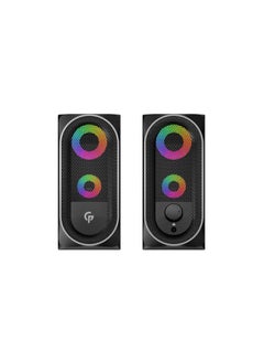 Buy Porodo Stereo Bluetooth Gaming Speakers 10W, RGB Light Effect Speaker, Lighting Touch Sensor, USB & 3.5MM Universal Plug, Volume Control Knob, Portable Computer Speaker - Black in UAE