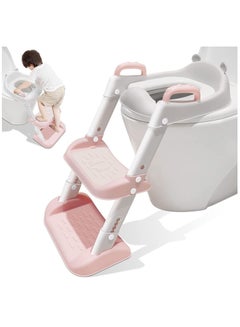 Buy Toilet Training Seat, Potty Training Toilet with Pedal Stool Ladder, Foldable Toddler Toilet Seat for Boys and Girls (Pink) in Saudi Arabia