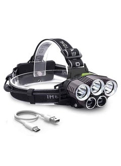 اشتري Rechargeable LED Headlamp Adjustable Angle Head Flashlight Bike Light Fishing Outdoor Headlamp Head Light في السعودية