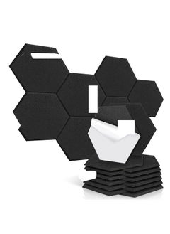 اشتري Recording Studio Soundproof Acoustic Panels for Wall Tiles Noise Blocking Self-Adhesive 11.8''X10''X0.35'' High Density Polyester Deadening Foam Panel for Door (M Hexagon 12 Pack) في الامارات