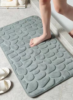 اشتري 1-Piece Stone Grain Non-Slip Bath Rug Mat for Bathroom Coral Velvet Fabric for Water Absorption Grey 40 x 60 Centimeter في الامارات