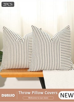 اشتري Decorative Throw Pillow Covers 45x45cm Set of 2 ,Cushion Covers Square Modern Stripe Pillowcases , Decorative Pillow Covers for Couch,Car,Bedroom,Living Room في الامارات