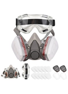 اشتري Reusable Respirator Half Facepiece 6200 Gas Mask Breathing Protection Respirators with Safety Goggles for Painting Organic Vapor Welding Polishing Woodworking and Other Work Protection في السعودية