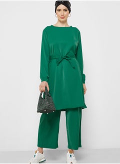 Buy Belted Tunic With Pant Set in Saudi Arabia