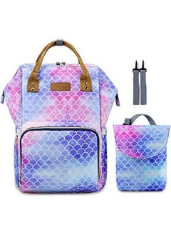 اشتري Diaper Bag Backpack Set For Baby Women Large Nappy Bags Gift For Mom (Mermaid Blue) في الامارات