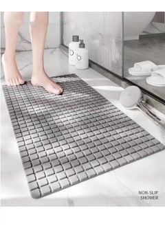 اشتري 1-Piece Non-Slip Bath Mat With Vacuum Suction Cup PE Grey 71x40 Centimeter في الامارات