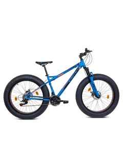 Buy Vaux Joggers Fat Bike Cycle for Men with 21 Speed Gear & Aluminum Alloy Frame - Big Tyre Cycle for Boys 15 Years with 26x4.0inch Tyres - Lockout Front Suspension Fork & Double Disc Brakes - Blue in UAE