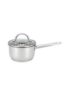 Buy Durable Stainless Steel Ergonomic Handle Induction Base Sauce Pan with Lid Chrome 16 cm CW-SP001 in Saudi Arabia