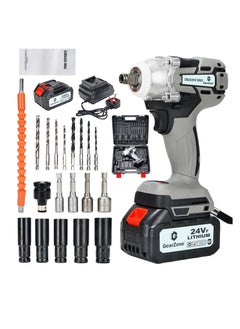 Buy GearZone Upgrade High Power Brushless Cordless Impact Wrench with 2pcs Batteries, Adjustable Torque with Accessories and Tool Box in Saudi Arabia