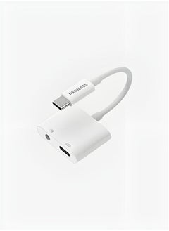 Buy Original Connection Type-C Charger and 3.5mm Headphone Jack 2 in 1 for Devices That Use a Type-C Charger White Colour. in Saudi Arabia