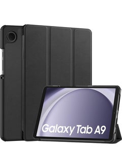 Buy Protective Flip Case For Samsung Galaxy Tab A9 With Trifold Stand Auto Wake Sleep Shockproof Cover Black in UAE