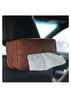 Buy Leather Car Tissue Holder, Car Backseat Extra Large Tissue Organization with Adjustable Strap and Zipper, PU Leather Backseat Tissue Case for Car/Truck (Brown) in UAE