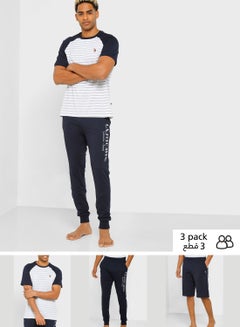Buy Stripe Crew Neck T-Shirt And Shorts Set in UAE