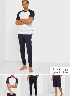 Buy Stripe Crew Neck T-Shirt And Shorts Set in UAE