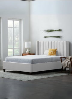 Buy Audrey Tufted Upholstered Bed 200x120 Double Size White Color in UAE