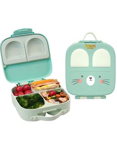 Buy Snack Attack TM Lunch Box Bento style Bunny Shape Pink Color for Kids|3/4 Convertible Compartments| BPA Free| Leak Proof| Dishwasher Safe | Back to School Season |Food Graded Materials (Aqua Green) in UAE