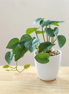Buy 1-Piece Artificial Potted Plant Modern Potted Ornament For Table Decoration Polyester Green/White 16x7 Centimeter in UAE