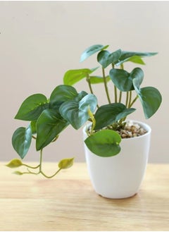 Buy 1-Piece Artificial Potted Plant Modern Potted Ornament For Table Decoration Polyester Green/White 16x7 Centimeter in UAE