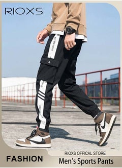 Buy Men's Classic Sports Sweatpants, Elastic Waist Drawstring Casual Trousers, Comfortable Lounge Jogger with Multiple Pockets and Ribbed Ankle Cuffs, Suitable for Leisure and Outdoor Activities in Saudi Arabia