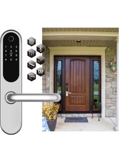 اشتري Outdoor Electronic Smart Lock For Front Door With 5 Function- Fingerprint, Passcode, Mobile App, Smart Ic Card, Metal Key في الامارات