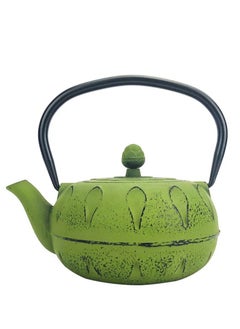 Buy Durable Enamel Coated Cast Iron Tea Kettle With Tea Infuser 0.6 Liter Green in UAE