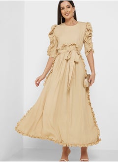 Buy Lace Sleeve Ruffle Tiered Dress in UAE