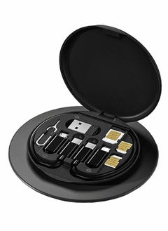 اشتري USB Cable Conversion Storage Box,Multi-type Charging Cable Converter, Micro DataTransfer Tool Contains SIM Card Slot Tray Eject Pin,also used as a Phone Holder (Black) في السعودية