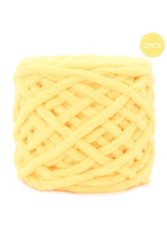 اشتري 2-Piece Knitting Wool Yarn,Knitting Yarn Coarse Yarn for Crochet, Soft Chunky Yarn for Projects Making Plush Balls Handmade Bags Sweaters Shoes Hats Blankets Scarves Yellow في الامارات