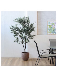 Buy Olive Tree With Cement Base In Plastic Pot Decorative Plastic Plant Décor Uv Resistant Faux Plants Greenery Artificial Plant For Home Garden Indoor Outdoor 200 cm Green in UAE
