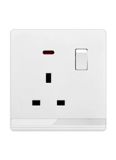 اشتري Type G - Wall Socket with Switch and Indicator Light - 3x3"  White Ivory في الامارات