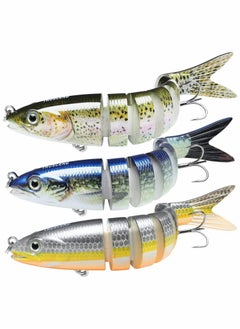 اشتري Bass Fishing Lure Topwater Lures with VMC Hook, Long Cast Premium Bait Knock Rattle Multi Jointed Swimbait Lifelike Hard Trout Perch Slow Sinking Swimming في السعودية