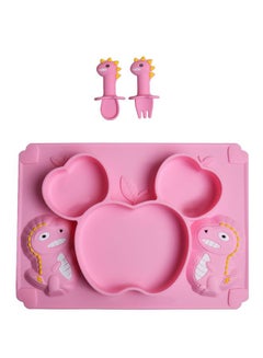 Buy 3-Piece baby silicone plate and spoon set in UAE