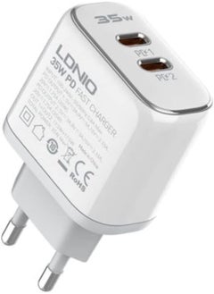 اشتري LDNIO A2528C Super Fast Charging 35W With Dual PD Charger With Type-C To Lightning Cable - White في مصر