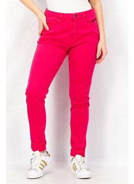 Buy Women Skinny Fit Stretchable Plain Denim Jeans, Dark Pink in Saudi Arabia