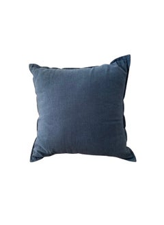 Buy 1 Piece 50*50cm Size, 100% Linen Cushion Cover, Solid Lake Blue. in UAE