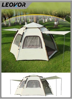 Buy Hexagonal Tent,Automatic Pop-Up Dome Tent,5-8 Person Family Camping Tent with 2 Mesh Doors and 4 Mesh Windows,Oxford Cloth Waterproof and Windproof Material for Outdoor Travel/Camping in Saudi Arabia