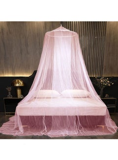 اشتري Round Lace Dome Bed Canopy Mosquito Net For for Single Twin Full Queen King Size Bed or Outdoor Polyester Pink 60x260x1100centimeter في السعودية